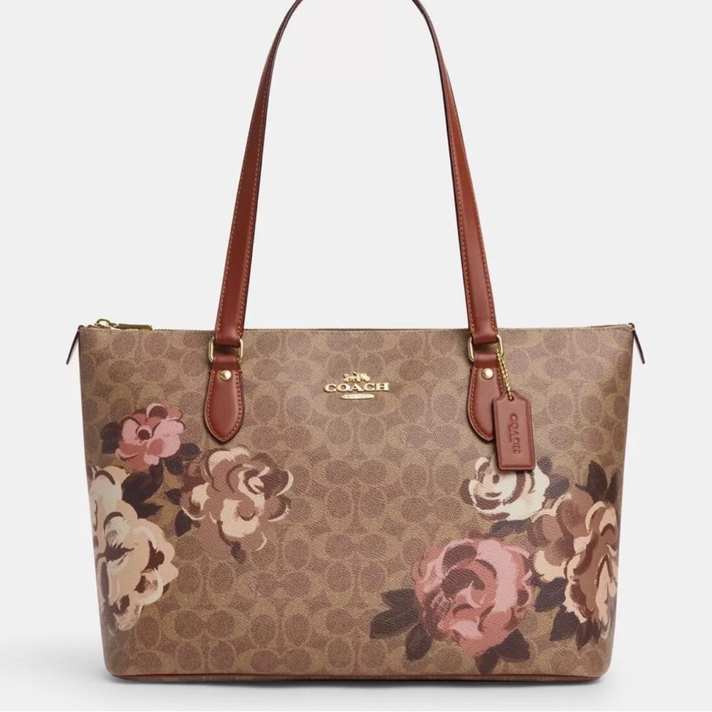 Coach Floral Brown Tote Bag